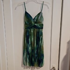 Ruby Rox Green and Blue Mini Sundress Spaghetti Strap Size XS